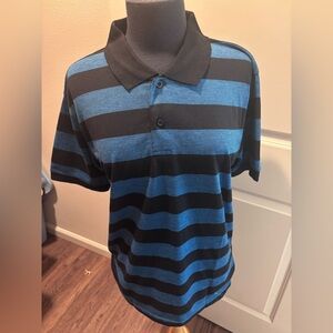 Classic Black and Blue Striped Polo Shirt